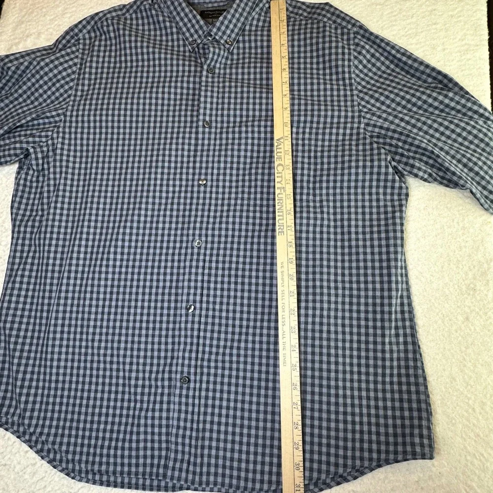 Banana Republic Soft Wash Slim Fit Shirt Mens XXL Grey Navy Gingham Check Cotton